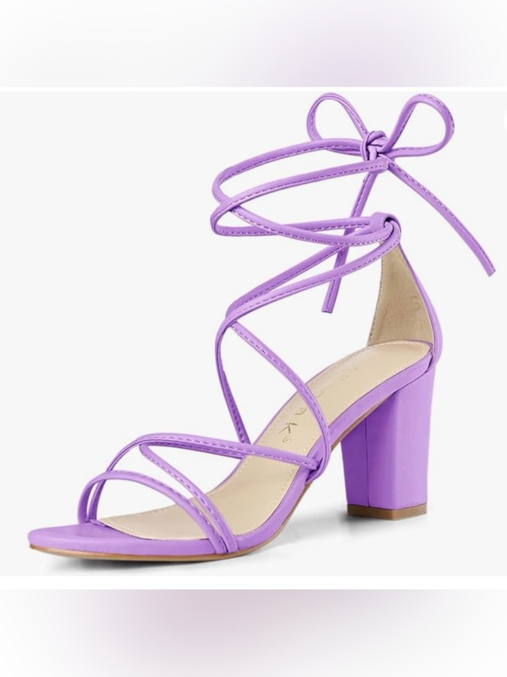 Allegra K Women's Strappy Lace Up Chunky Heeled Sandals - size 10